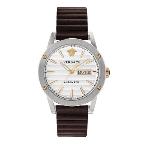 versace theros watch|Versace Theros Men's Brown Leather Strap Watch .